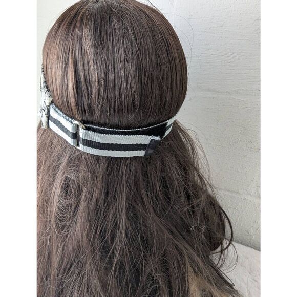 Gucci Sun Visor GG Logo Plate Hat Light Gray Black&Gray Strap Designer One Size - Picture 4 of 11